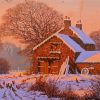 Barn In Snow Art Paint By Numbers