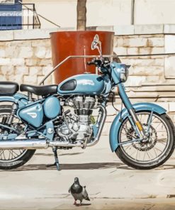 Blue Royal Enfield Bullet Motorcycle Paint By Numbers