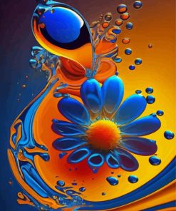 Blue And Orange Flower Paint By Numbers