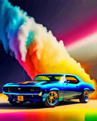 Car And Colorful Smoke Paint By Numbers