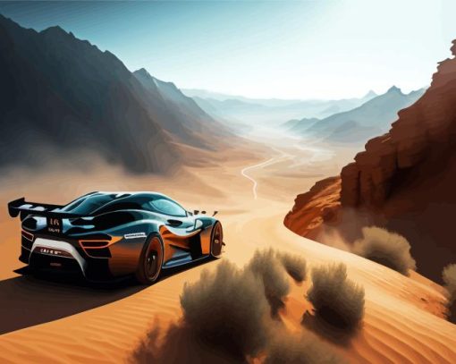 Car In Desert Paint By Numbers