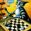 Cat Playing Chess Paint By Numbers