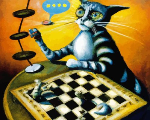 Cat Playing Chess Paint By Numbers