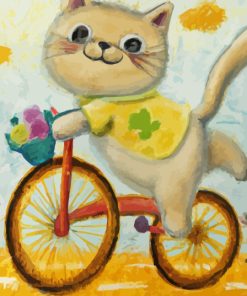 Cat Riding A Bike Paint By Numbers