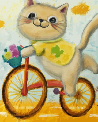 Cat Riding A Bike Paint By Numbers