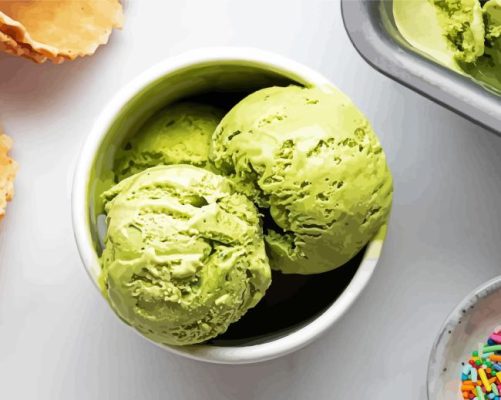 Green Tea Matcha Ice Cream Paint By Numbers