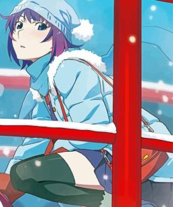 Hitagi Senjougahara Playing In Snow Paint By Numbers