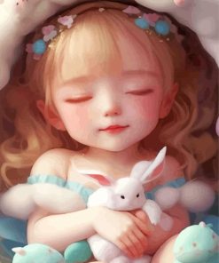 Little Girl And White Bunny Paint By Numbers