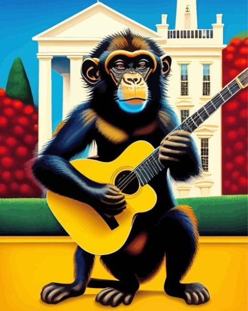 Monkey Playing Guitar Paint By Numbers