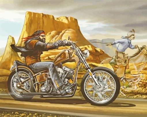 Motorcycle And Horse Art Paint By Numbers