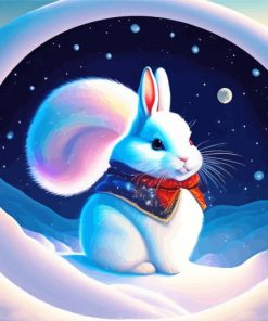 White Bunny In Snow Paint By Numbers