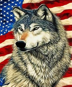 Wolf And American Flag Art Paint By Numbers