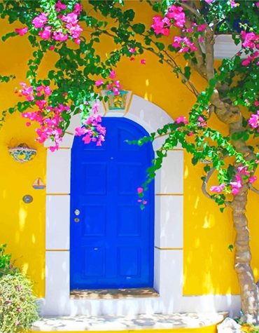 Charming Greek Blue Door Paint By Numbers