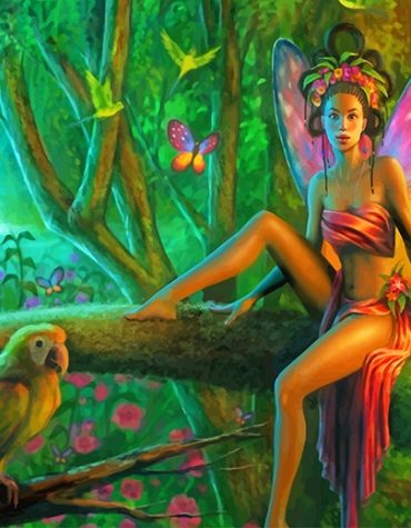 Forest Girl and Parrot Paint By Numbers