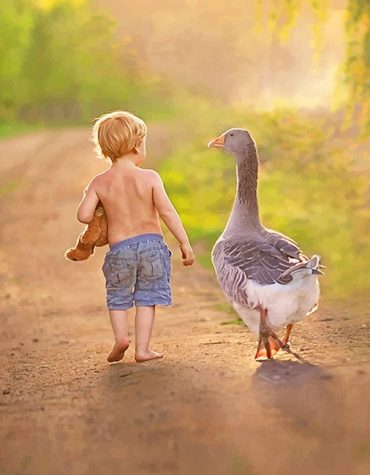 Little Boy and His Goose Paint By Numbers