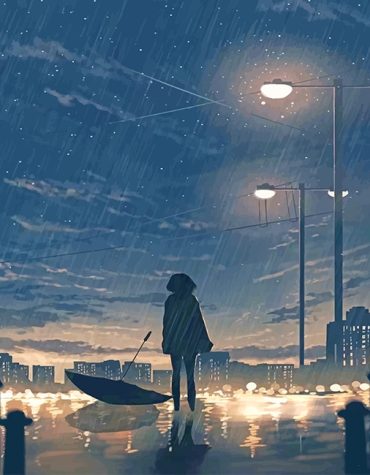Rainy Day Anime Girl Paint By Numbers