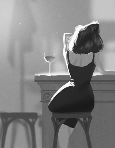 Lonely Woman Wine Scene Paint By Numbers