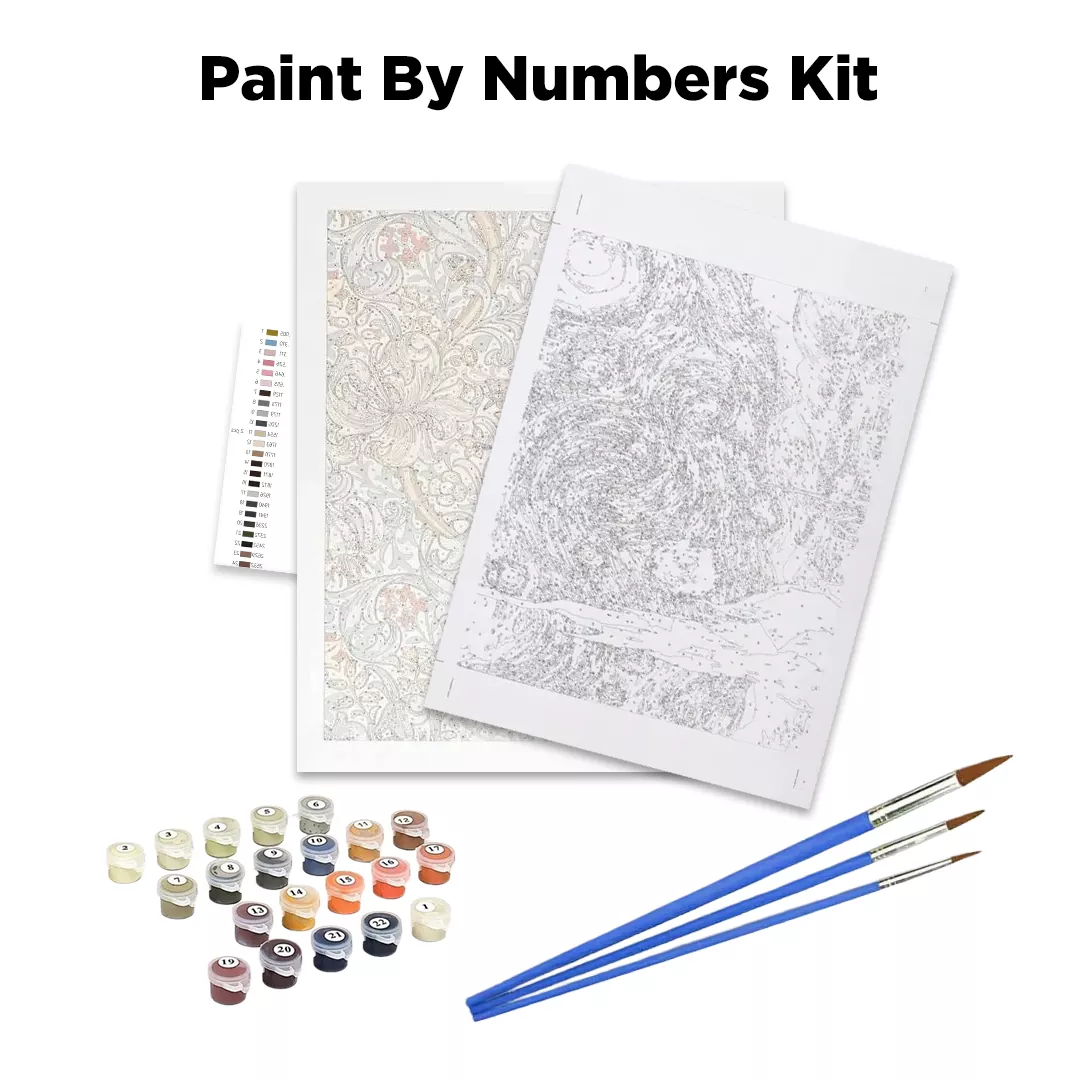 Elephant Optical Illusion Paint By Numbers Kit Contents