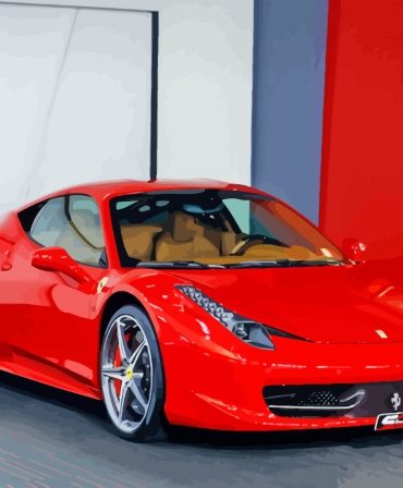 Red 458 Ferrari Sports Car Paint By Numbers