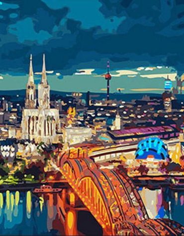 A Nighttime Frankfurt Bridge Paint By Numbers