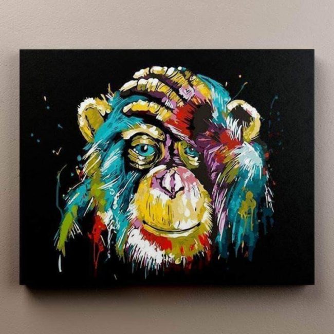 Colorful Chimpanzee Abstract Paint By Numbers