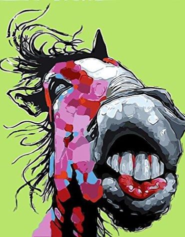 Funny Horse Art Splatter Paint By Numbers