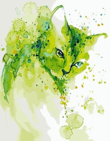 Green Abstract Cat Paint By Numbers