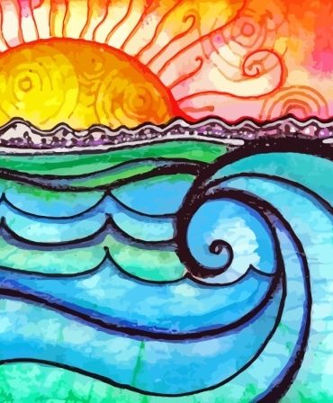 Colorful Wave Sunrise Paint By Numbers