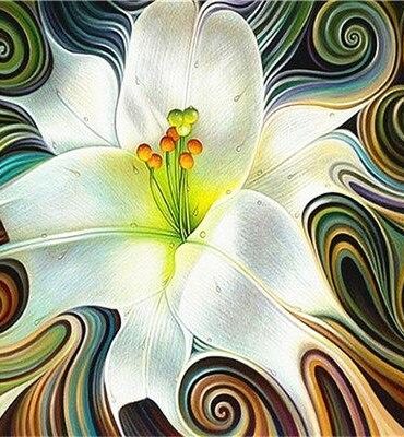 White Abstract Blooms Paint By Numbers