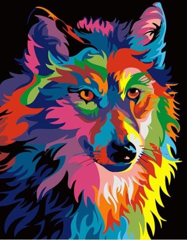 Colorful Wolf Paint By Numbers