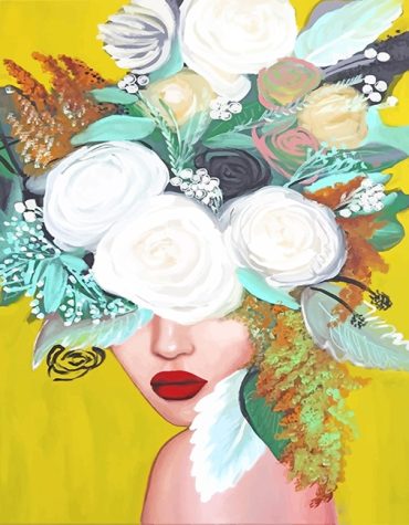 Abstract Girl with Roses Paint By Numbers