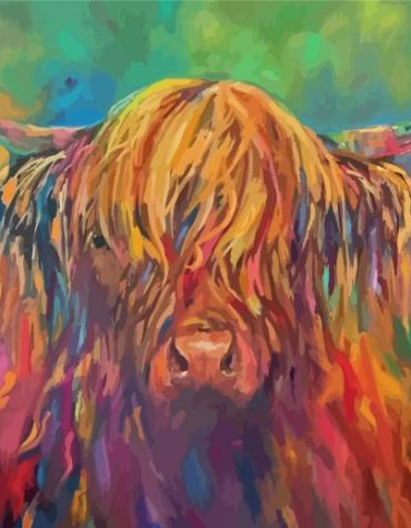 Colorful Abstract Highland Cattle Paint By Numbers
