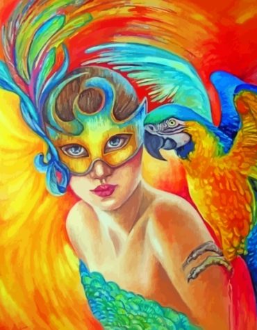 Colorful Parrot Woman Paint By Numbers