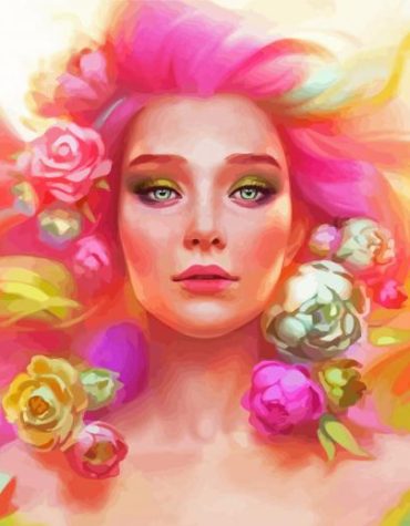 Elegant Lady and Blossoms Paint By Numbers