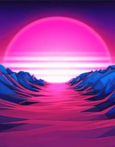 Retro Mountain Landscape Paint By Numbers