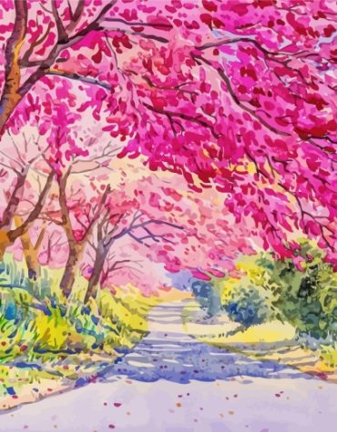 Aesthetic Pink Spring Forest Paint By Numbers