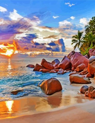 Aesthetic Seychelles Beach Paint By Numbers