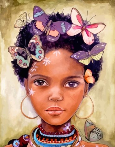 African Girl with Butterflies Paint By Numbers