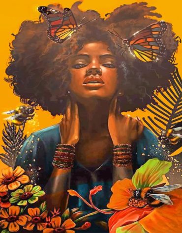 African Woman with Butterflies Paint By Numbers