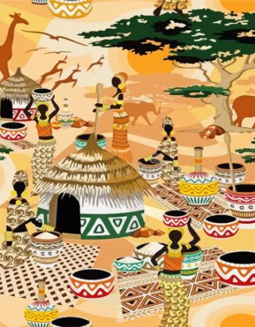 African Scene Abstract Paint By Numbers