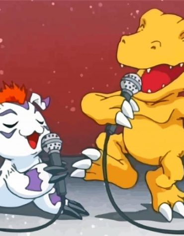 Agumon and Gomamon Digimon Paint By Numbers