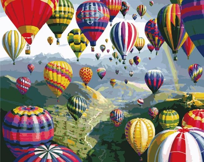 Colorful Hot Air Balloon Paint By Numbers