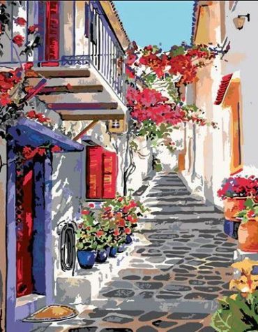 Colorful Athens Alley Paint By Numbers
