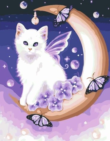 Angel Cat Moonlight Paint By Numbers