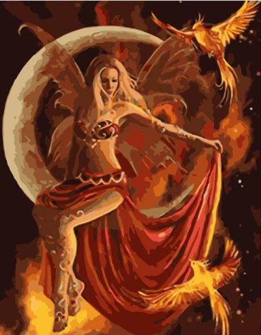 Phoenix Woman Angel Fire Paint By Numbers