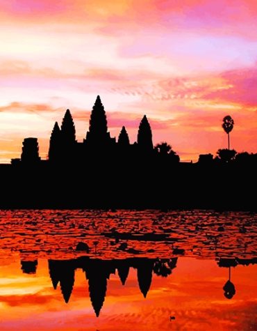 Angkor Wat Silhouette Paint By Numbers