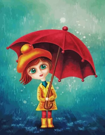 Anime Girl With Red Umbrella Paint By Numbers
