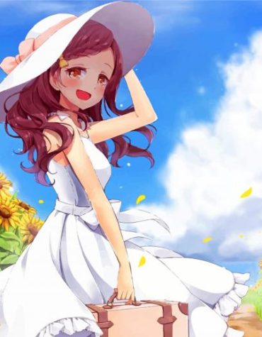 Anime Girl Sunflower Dreams Paint By Numbers