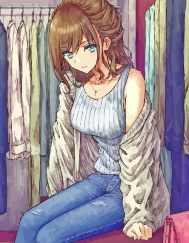 Anime Girl in Denim Paint By Numbers