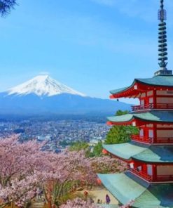 Mount Fuji and Sengen Park Architecture Paint By Numbers